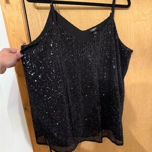 Torrid Tank Top Black Sophie Sequin Swing Cami 2X